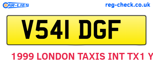 V541DGF are the vehicle registration plates.