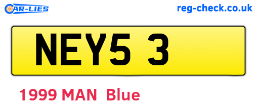 NEY53 are the vehicle registration plates.