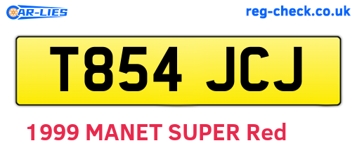 T854JCJ are the vehicle registration plates.