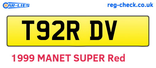 T92RDV are the vehicle registration plates.