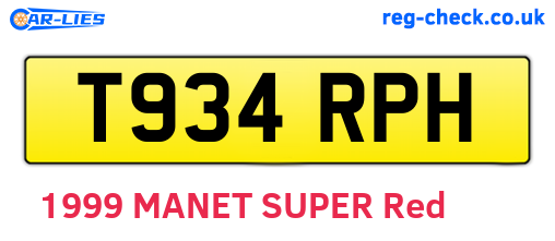 T934RPH are the vehicle registration plates.