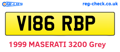 V186RBP are the vehicle registration plates.