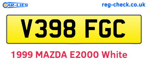 V398FGC are the vehicle registration plates.