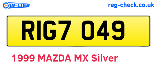 RIG7049 are the vehicle registration plates.