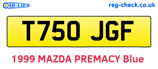 T750JGF are the vehicle registration plates.