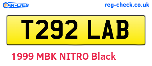 T292LAB are the vehicle registration plates.
