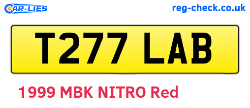 T277LAB are the vehicle registration plates.