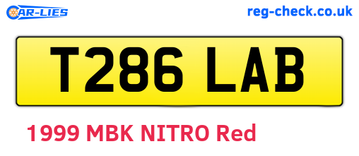 T286LAB are the vehicle registration plates.