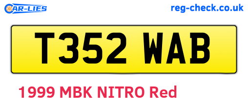T352WAB are the vehicle registration plates.