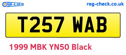 T257WAB are the vehicle registration plates.