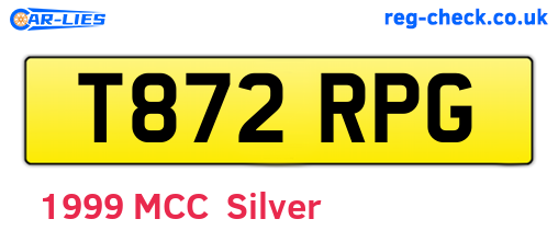 T872RPG are the vehicle registration plates.