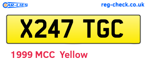 X247TGC are the vehicle registration plates.