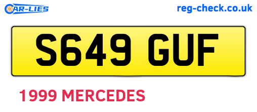 S649GUF are the vehicle registration plates.