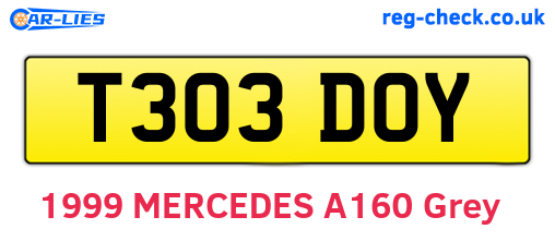 T303DOY are the vehicle registration plates.