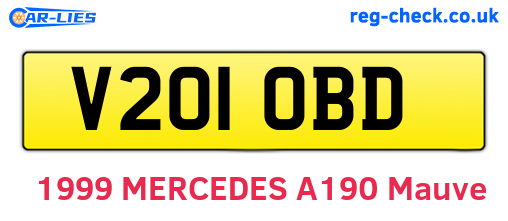 V201OBD are the vehicle registration plates.