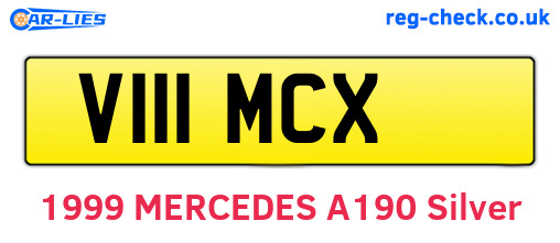 V111MCX are the vehicle registration plates.