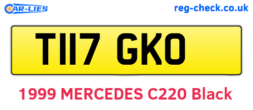 T117GKO are the vehicle registration plates.
