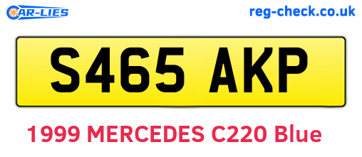 S465AKP are the vehicle registration plates.