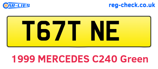 T67TNE are the vehicle registration plates.