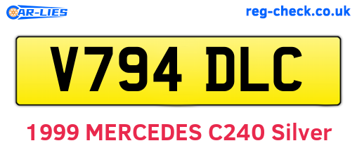 V794DLC are the vehicle registration plates.
