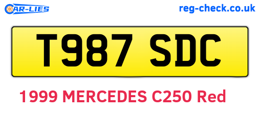 T987SDC are the vehicle registration plates.