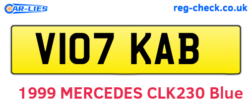V107KAB are the vehicle registration plates.