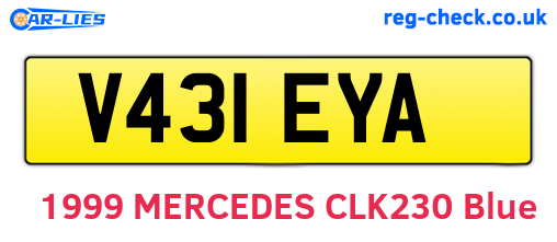 V431EYA are the vehicle registration plates.