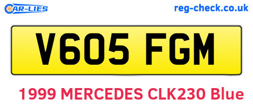 V605FGM are the vehicle registration plates.