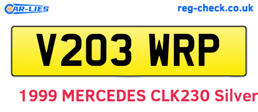 V203WRP are the vehicle registration plates.