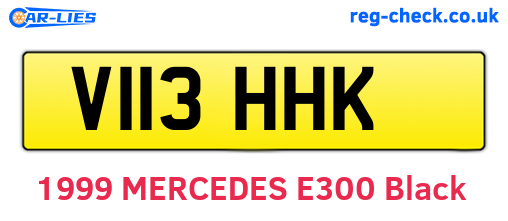 V113HHK are the vehicle registration plates.