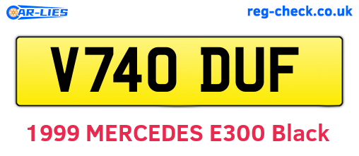 V740DUF are the vehicle registration plates.