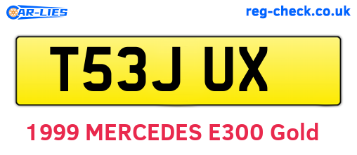T53JUX are the vehicle registration plates.