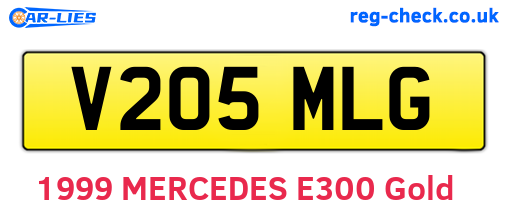 V205MLG are the vehicle registration plates.