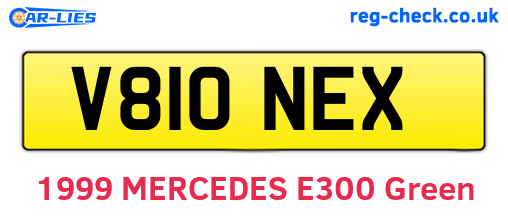 V810NEX are the vehicle registration plates.