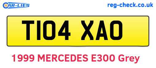 T104XAO are the vehicle registration plates.