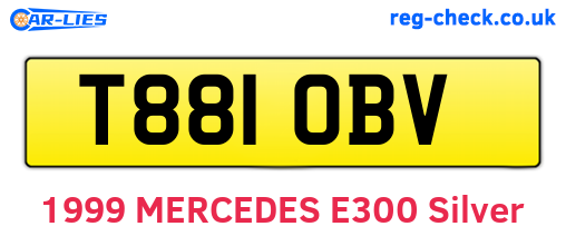 T881OBV are the vehicle registration plates.