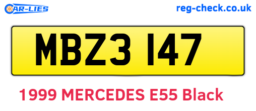 MBZ3147 are the vehicle registration plates.
