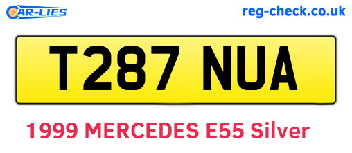 T287NUA are the vehicle registration plates.