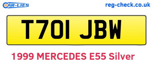 T701JBW are the vehicle registration plates.