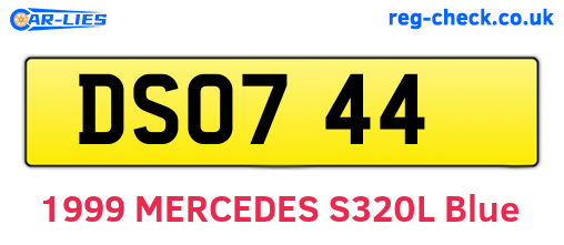 DSO744 are the vehicle registration plates.