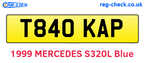 T840KAP are the vehicle registration plates.