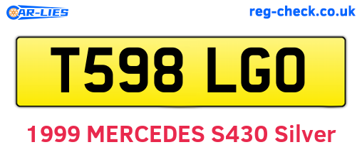 T598LGO are the vehicle registration plates.