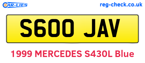 S600JAV are the vehicle registration plates.