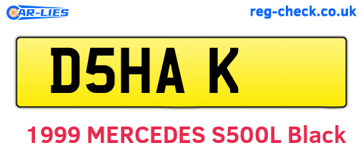 D5HAK are the vehicle registration plates.