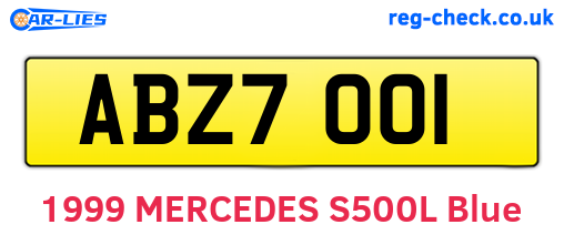 ABZ7001 are the vehicle registration plates.