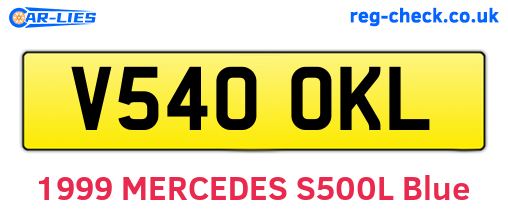 V540OKL are the vehicle registration plates.