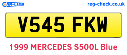 V545FKW are the vehicle registration plates.