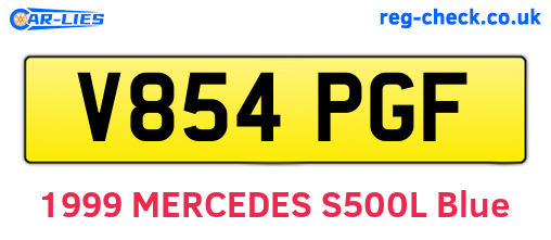 V854PGF are the vehicle registration plates.