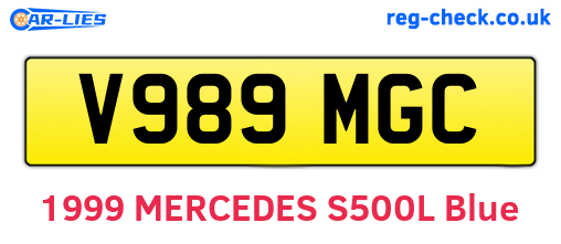 V989MGC are the vehicle registration plates.