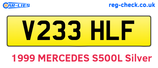 V233HLF are the vehicle registration plates.